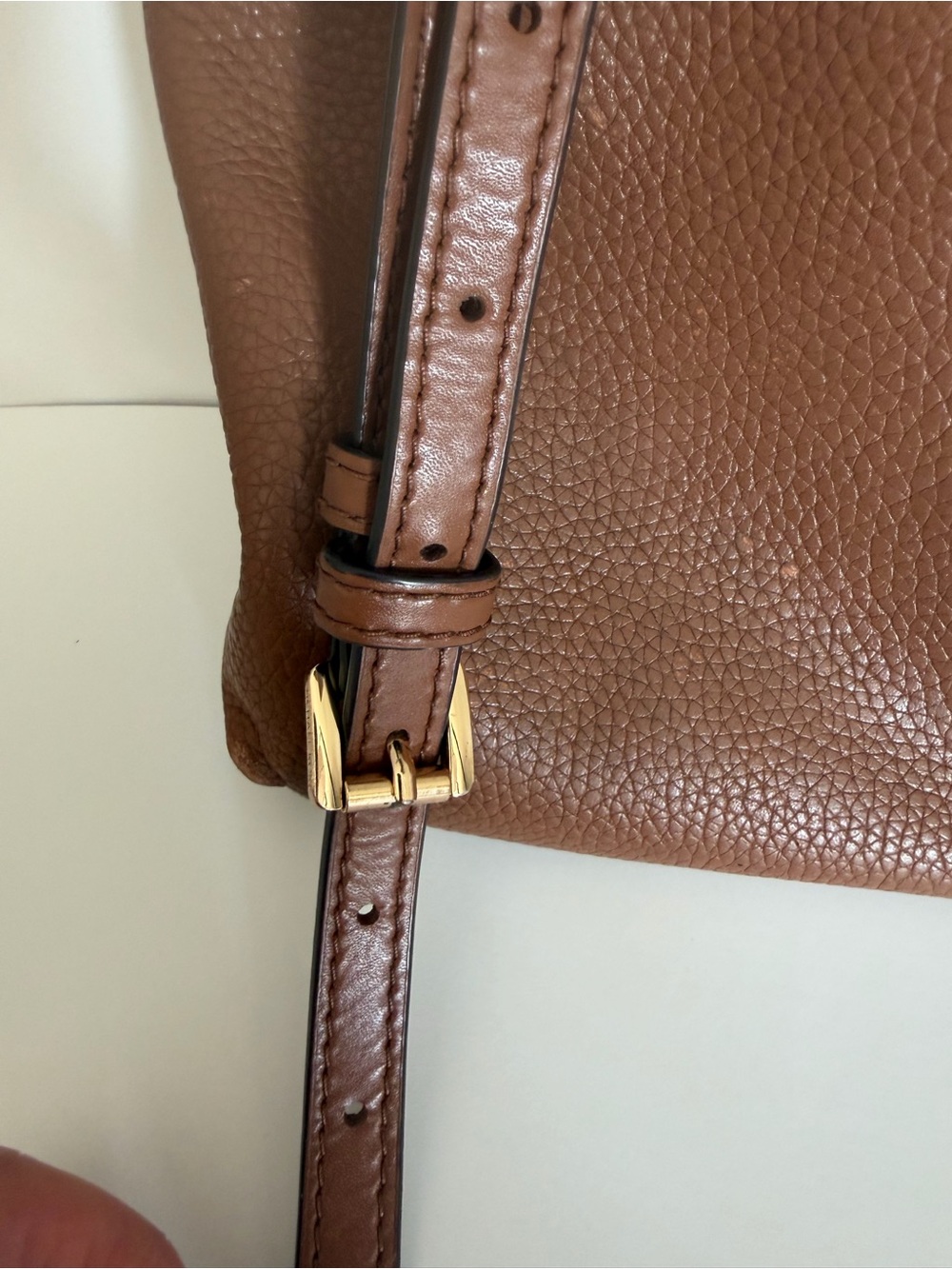 Michael Kors Cognac Pebbled Leather Crossbody Bag Gold Hardware - Picture 4 of 6